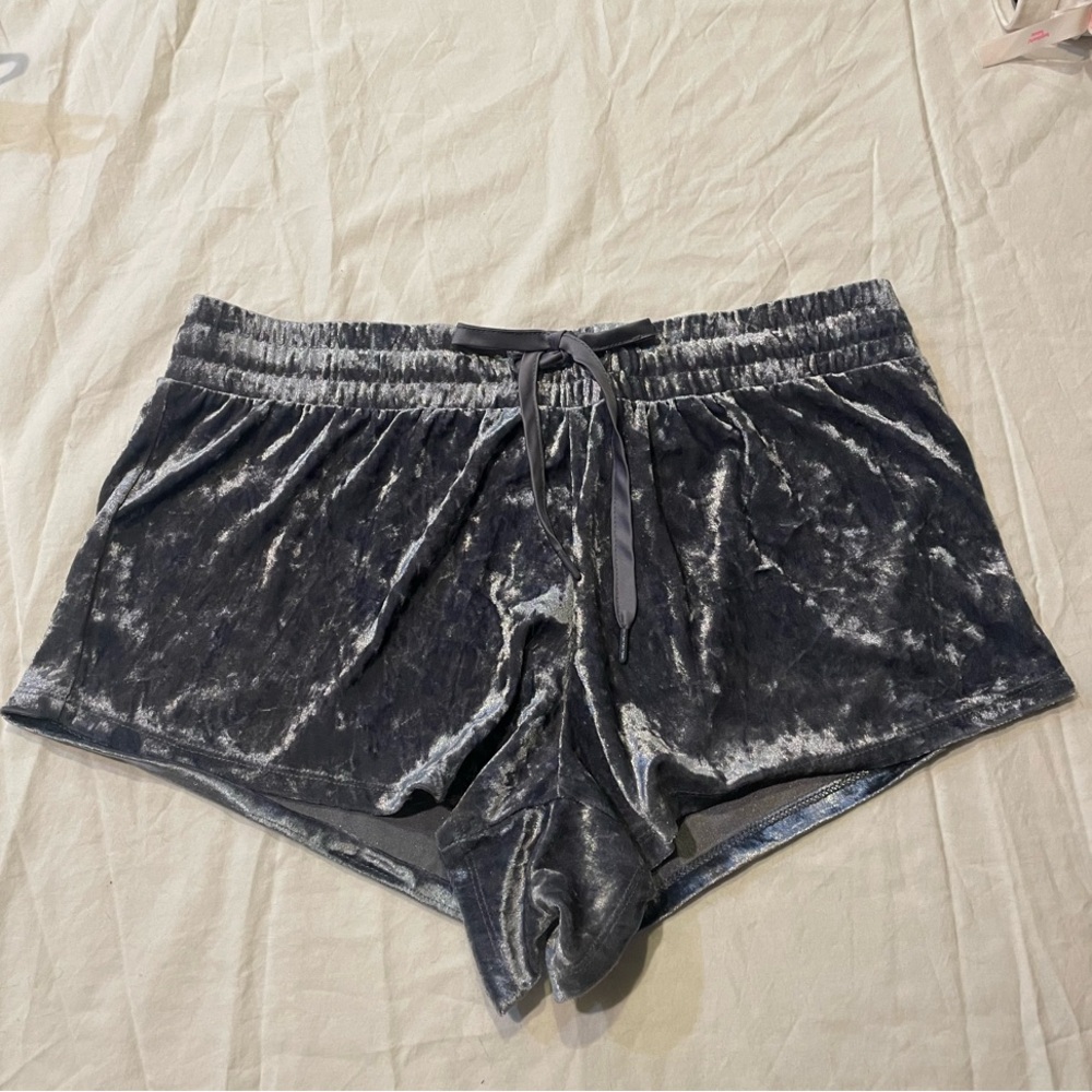 Soft and stretchy velour Lounge pajama shorts. Grey